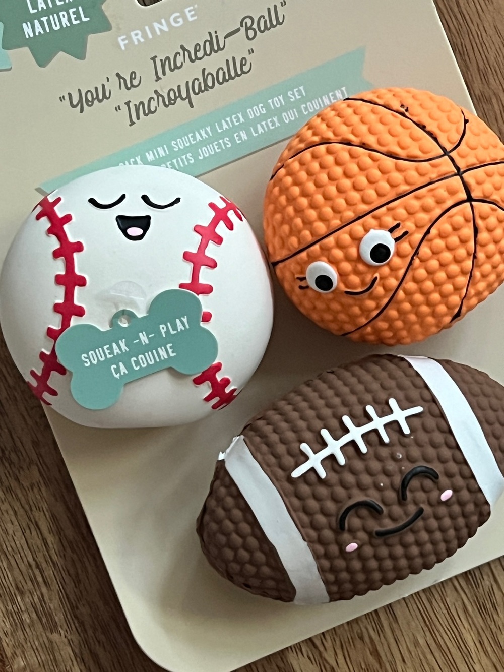 Fringe Squeaky Latex Dog Toy Ball Set of 3 NWT